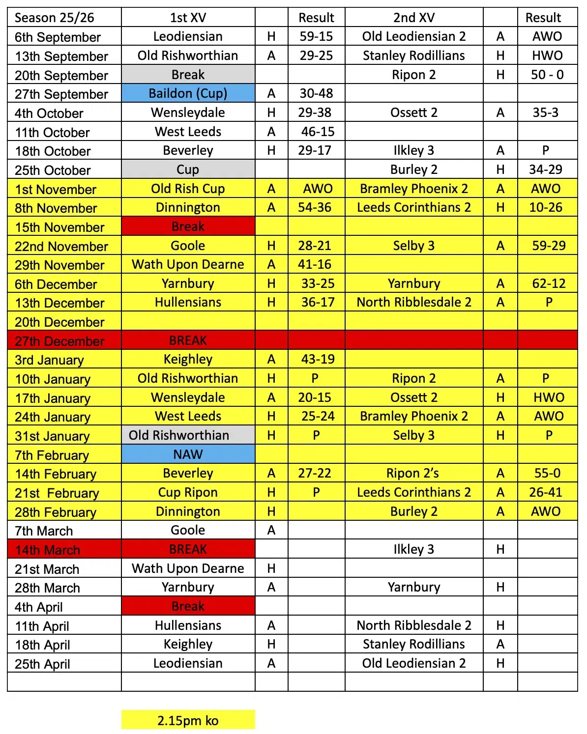 Fixture List 24 02 26